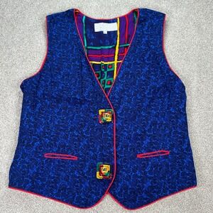 Vintage Platinum‎ Dorothy Schoehle Vest Colorful Abstract Size L Artsy Patchwork